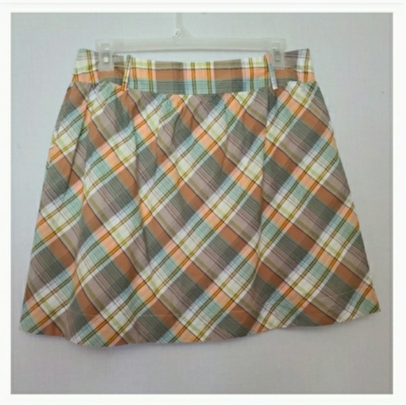 Fossil Vintage Skirt Plaid Button Front Belt Loop - Picture 3 of 8